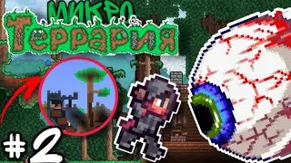 МОЙ ПЕРВЫЙ МИНИ БОСС БЕЗ БРОНИ // МИКРО ТЕРРАРИЯ - ПРОХОЖДЕНИЕ #2 // TERRARIA 1.3 ANDROID - IOS