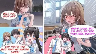 [Manga Dub] The girl next to me hates me, but one day her sister comes to our class and reveals...