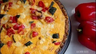 Quiche z serem kozim, papryką i cukinią