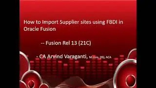 Fusion Cloud:- How to Import Supplier Sites using FBDI