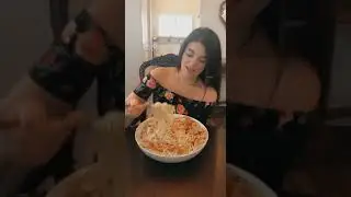 Sexy Girl Eating Ramen Noodles