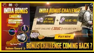 Bonus Challenge is Back in BGMI 🤩| Indian bonus challenge is Back BGMI |Crew Challenge is Back BGMI.