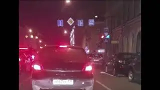 Ночной Питер из окна авто: пл. Восстания - Невский пр. - ул. Садовая - пл. Тургенева