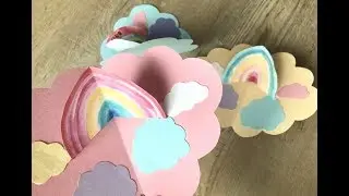 Rainbow pop-up card / Regenbogen Einladungskarte basteln