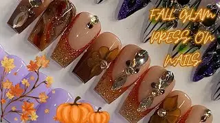 Fall Glam Press-On Nails ✨🍂 | Presson nails for beginners | Presson nails tutorial