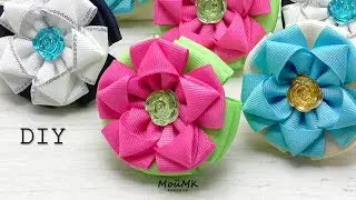 БАНТИКИ КАНЗАШИ ИЗ РЕПСОВЫХ ЛЕНТ, МК DIY HAIR BOW TUTORIAL МОЙМК