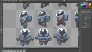 Pixel art animation of Astronaut Running