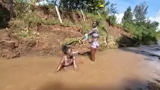 African girls bathing in the river Part 3