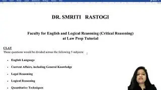 Clat Online Coaching |Tackling the English section of CLAT | By Dr. Smriti Rastogi