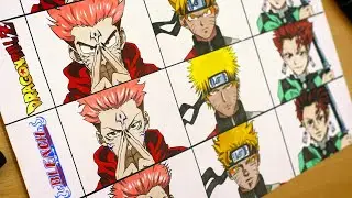 Drawing Sukuna, Naruto and Tanjiro in Dragonball, Bleach and Jojo Bizzare Styles