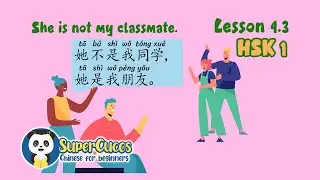 Learn Chinese for Beginners - HSK 1 - Lesson 4.3 - She is not my classmate | 学中文 - 简单会话 - 她不是我的同学