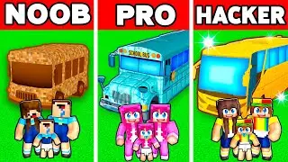 NOOB vs PRO: FAMILY BUS HOUSE Build Challenge In Minecraft!