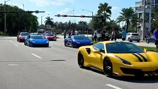 Miami Supercar Saturday Pullouts! Bugatti Chiron - Pagani Huayra BC - Ferrari - Lamborghini