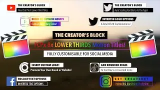 FCPx Social Media Lower Thirds Plugin VERSION 2 for Final Cut Pro X by The Creators Block