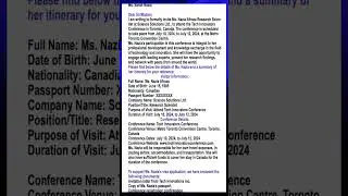 An Invitation Letter for a Conference Visa to Canada