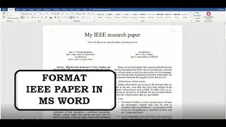 How to Prepare a Research Paper for Publication in MS Word (using IEEE template) 