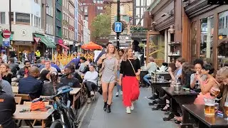 London Evening Walk in Busy SOHO and its Bars and Restos