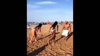 She Ran A Route Like Randy Moss On Buddy At The Beach! | WorldStar Videos