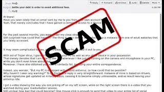 Settle your debt in order to avoid additional fees. Email Sextortion Scam