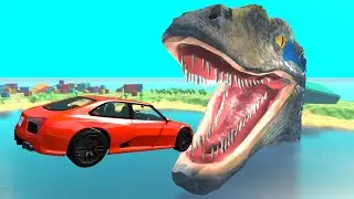 Jumping into Giant Dinosaur Mouth – BeamNG.Drive