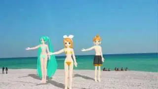 [MMD] Massugu- Swimsuit Miku, Len, and Rin