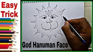 DRAW LORD HANUMAN FACE / easy drawing of God Hanuman Drawing / Hanuman Ji Ka Chitra Kaise banaen