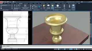 AUTOCAD dibujo de una copa de 2D a 3 Dimensiones y renderizado