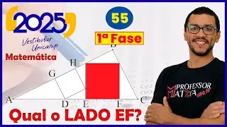 Questão 55 UNICAMP 2025 | Lado do quadrado Inscrito | 1ª Fase Matemática