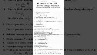 All Formula In One PDF | Electric Charges And Fields | JEE | NEET | McqSolvr