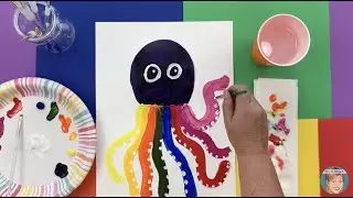 Rainbow Octopus Painting Art Lesson from Art with Jenny K.