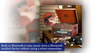 1byone Nostalgic Wooden Turntable Bluetooth Vinyl Record Player with AM/FM