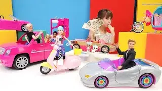 Barbie, Ken, LOL ilk müşterimiz. Zara oto galeri açıyor! Oyuncak arabalar ile eğitici video