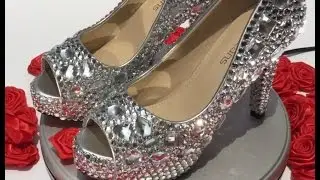 Velcans: DIY Studded Silver Rhinestone Peep Toe Wedding Party Prom Dress Shoes High Heel Pumps