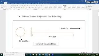 1 D Beam Element Subjected to Tensile Loading | Ansys | Pranita G Thakur