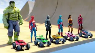 SpiderMan RC CARS Challenge With Hulk Black Panther Wonder Woman - GTA V MODS
