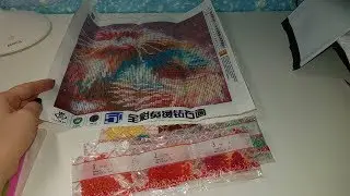 Алмазная вышивка с Алиэкпресс КРАСИВЫЙ ЯРКИЙ КОТ Вышивка из Китая Обзор
