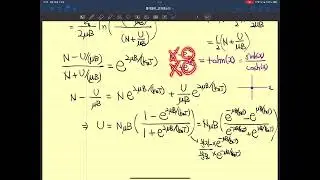 상자성(paramagnetism): 경우의 수 또는 엔트로피 공식으로부터 온도를 유도하고 그걸 바탕으로 에너지와 자화를 온도의 함수로 쓰기