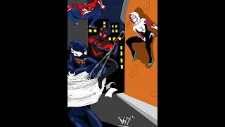 Peter, Miles and Gwen VS Venom (Into The Spider Verse) Digital DRAW