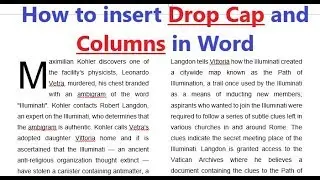 How to insert Drop Cap, Columns and Page Layout in MS Word