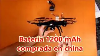 Syma X5SW Español - Battery Mod Longer Flight Time To 12 Min-1200mAh 3.7V LiPo - HCA