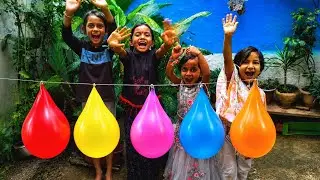 Colourful Balloon Kids vs Water Balloons! 💦🎈 The Balloon Popping Challenge episode 23