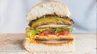 Vegan Portobello Mushroom Cheeseburgers with Skin-on Potato Wedges