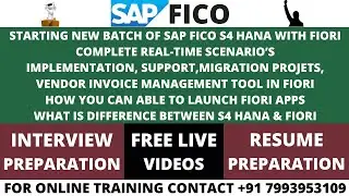 STARTING NEW BATCH SAP S4 HANA WITH FIORI, FOR ONLINE TRAINING CONTACT +91 7993953109