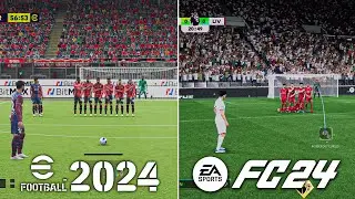 eFootball 2024 vs EA SPORTS FC 24 | Free Kicks Comparison (PS5 Gameplay)