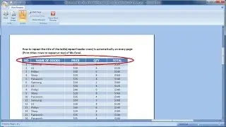 How to Repeat the Title of the Table(Repeat Header Rows) is Automatically in Every Page in Excel