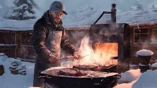 Самодельный пеллетный гриль зимой.  Как разжечь гриль горелкой. Готовлю в холод первый раз.