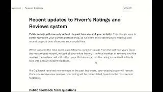 Recent updates to Fiverr's Ratings and Reviews system year 2024