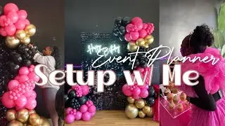 Setup w/ Me | Shimmer Wall | Pink, Black & Gold Theme | 12th Birthday | DIYWITHKI