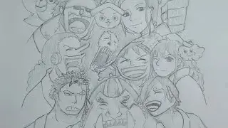 How to draw crew Luffy  - cara menggambar anime one piece