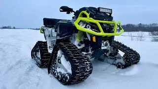 ATVS IN DEEP SNOW! Yamaha, stels, BRP, cfmoto! Snowmobile stunts! 